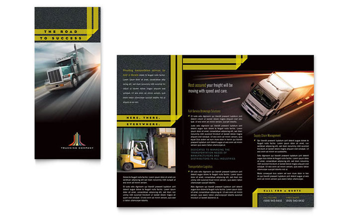 Trucking & Transport Tri Fold Brochure Template Design