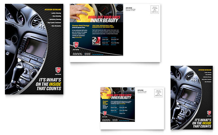 Auto Detailing Postcard Template Design
