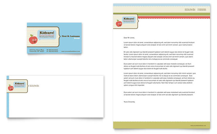 Child Development School Business Card & Letterhead Template Design