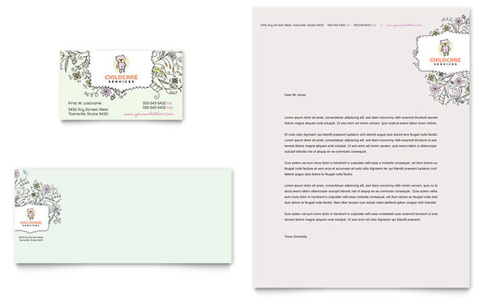 Baby & Child Day Care Business Card & Letterhead Template Design