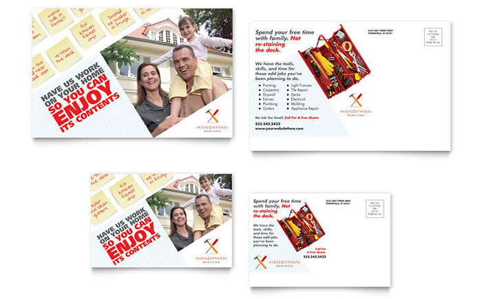 Handyman Services Postcard Template Design