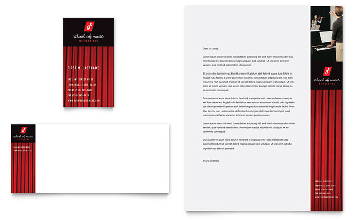 Music School - Business Card & Letterhead Template Design