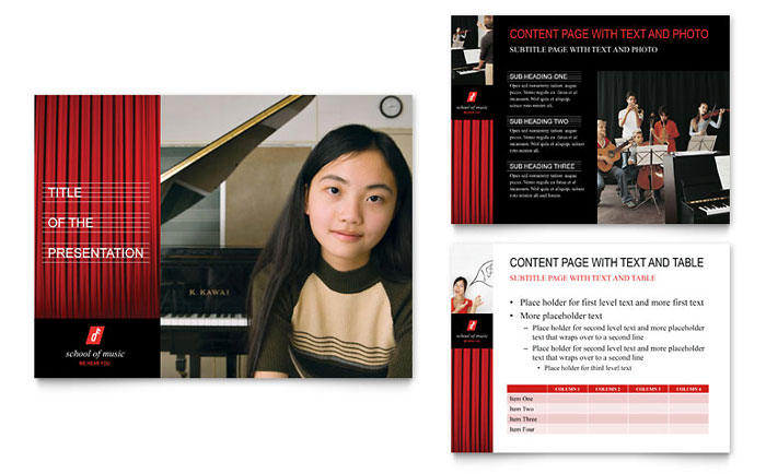 Music School PowerPoint Presentation Template Design