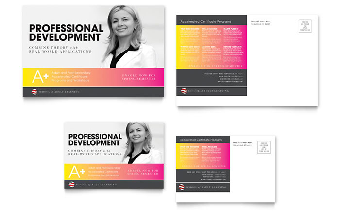Adult Education Postcard Template Design