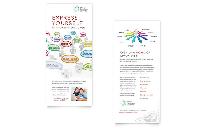 Language Learning Rack Card Template Design