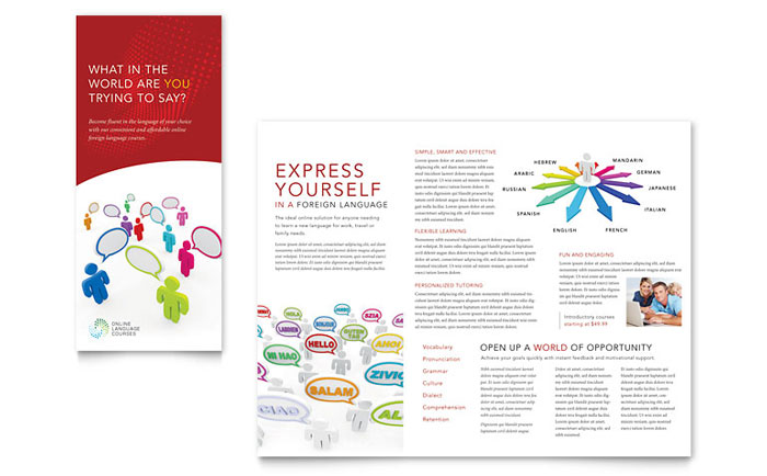 Language Learning - Tri Fold Brochure Template Design