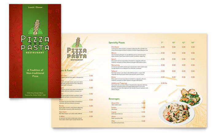 Italian Pasta Restaurant - Take-out Brochure Template Design