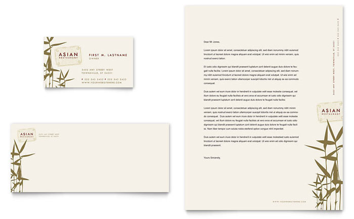 Asian Restaurant - Business Card & Letterhead Template Design