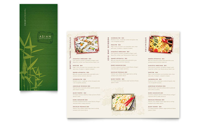 Asian Restaurant - Take-out Brochure Template Design