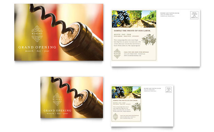 Vineyard & Winery - Postcard Template Design