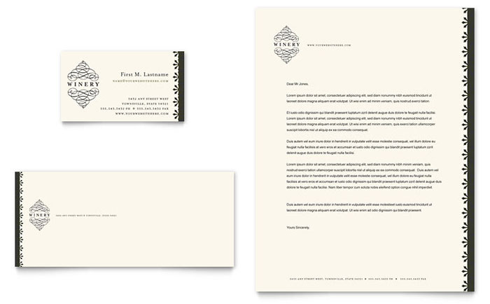 Vineyard & Winery - Business Card & Letterhead Template Design