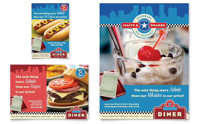American Diner Restaurant Flyer & Ad Template Design