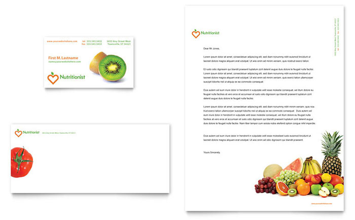 Nutritionist & Dietitian - Business Card & Letterhead Template Design