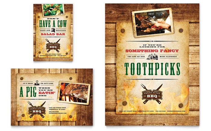 Steakhouse BBQ Restaurant - Flyer & Ad Template Design