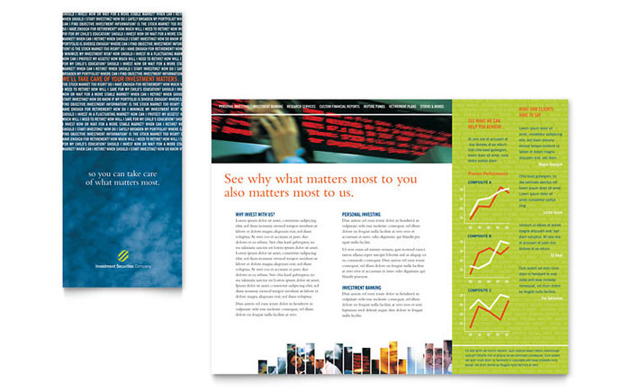 Investment Securities Company Tri Fold Brochure Template Design