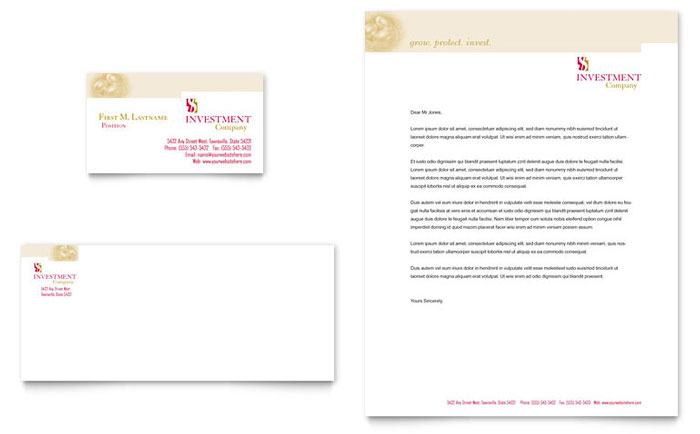 Investment Company Business Card & Letterhead Template Design
