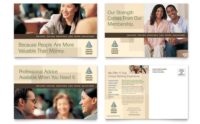 Credit Union & Bank Postcard Template Design