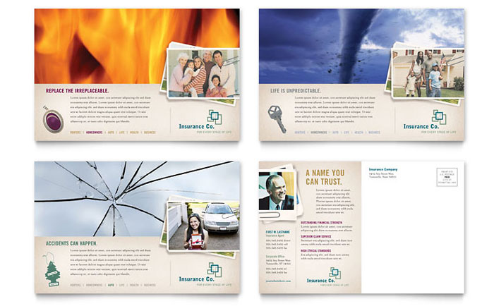 Life Insurance Company Postcard Template Design