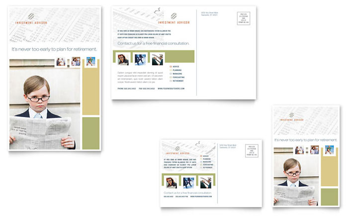 Investment Advisor Postcard Template Design