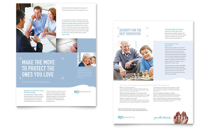Estate Planning - Datasheet Template Design