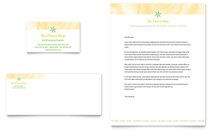 Florist Shop Business Card & Letterhead Template Design