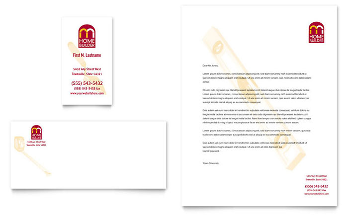 Home Builder & Contractor Business Card & Letterhead Template Design