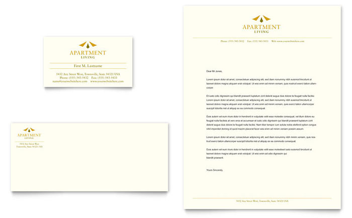 Apartment Living Business Card & Letterhead Template Design