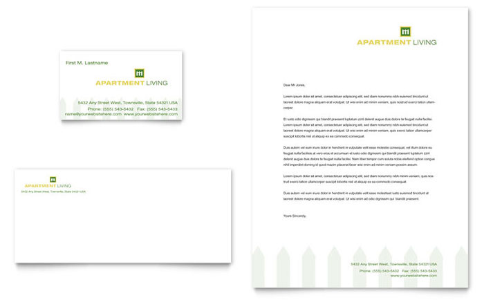 Apartment Living Business Card & Letterhead Template Design