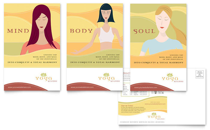Yoga Instructor & Studio Postcard Template Design