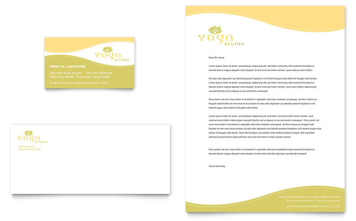 Yoga Instructor & Studio Business Card & Letterhead Template Design