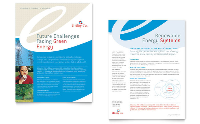 Utility & Energy Company - Datasheet Template Design