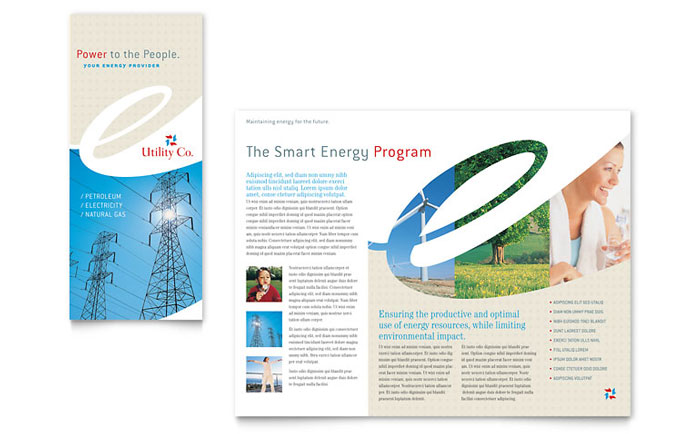 Utility & Energy Company Tri Fold Brochure Template Design
