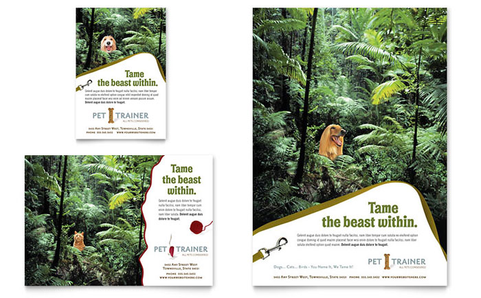 Pet Training & Dog Walking Flyer & Ad Template Design