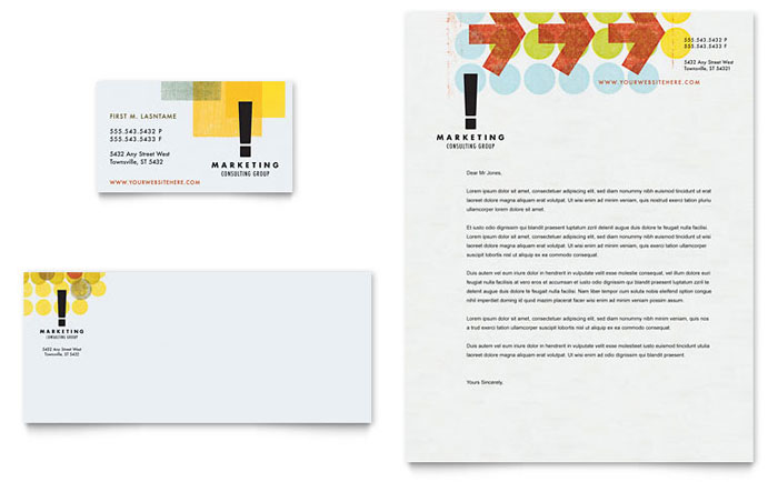 Marketing Consultant Business Card & Letterhead Template Design