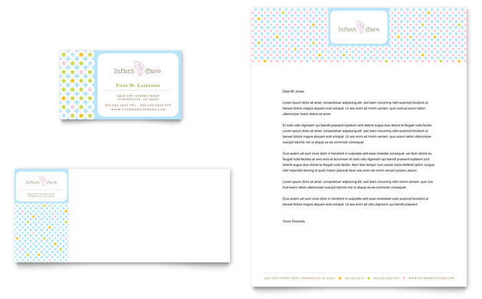 Infant Care & Babysitting - Business Card & Letterhead Template Design