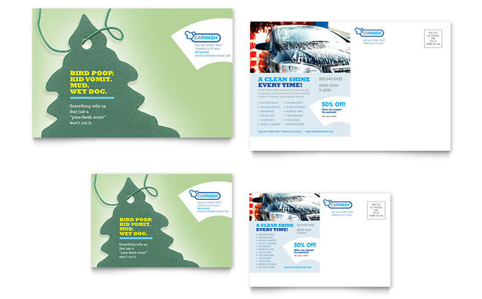 Car Cleaning - Postcard Template Design