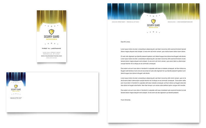 Security Guard Business Card & Letterhead Template Design