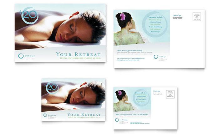 Day Spa & Resort Postcard Template Design