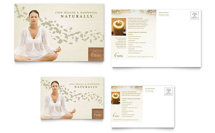 Natural Health Spa Postcard Template Design