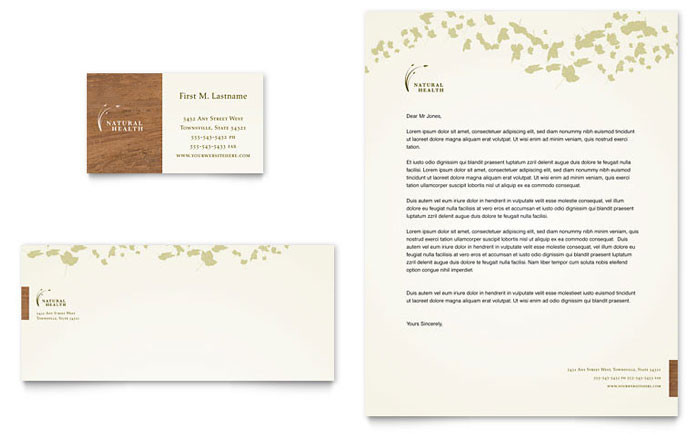 Natural Health Spa Business Card & Letterhead Template Design