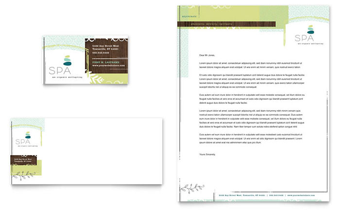Massage Therapy Business Card & Letterhead Template Design