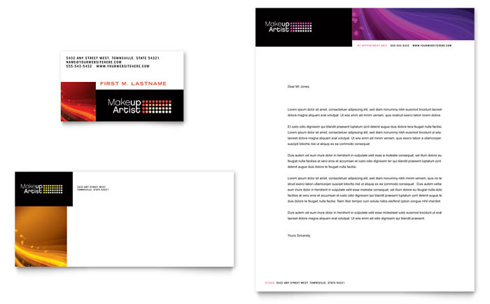 Makeup Artist Business Card & Letterhead Template Design