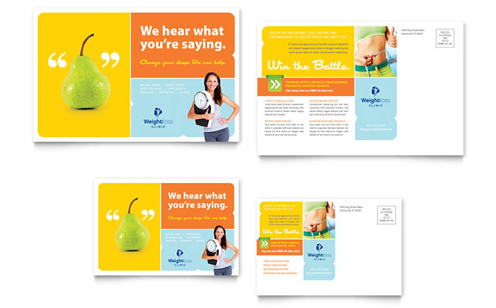 Weight Loss Clinic - Postcard Template Design