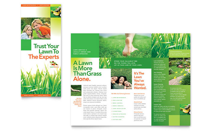 Lawn Maintenance - Tri Fold Brochure Template Design