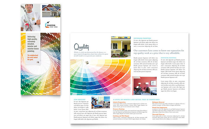 House Painting Contractor - Tri Fold Brochure Template Design