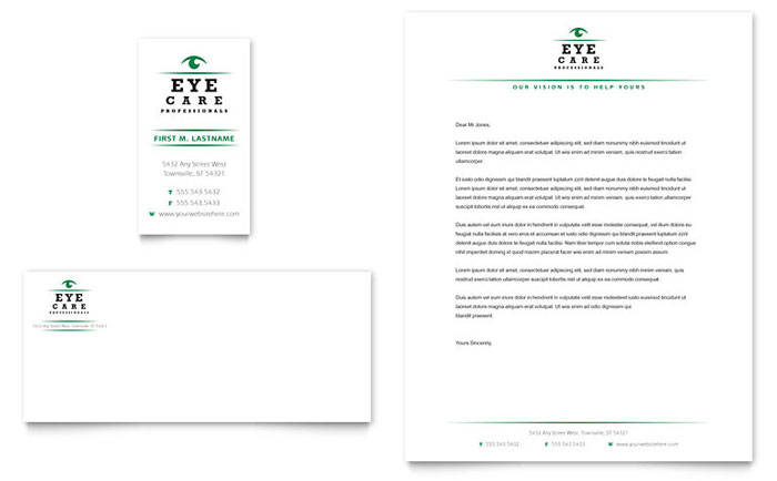 Optometrist & Optician - Business Card & Letterhead Template Design