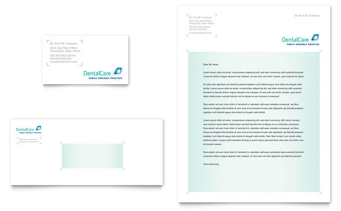 Dental Care Business Card & Letterhead Template Design