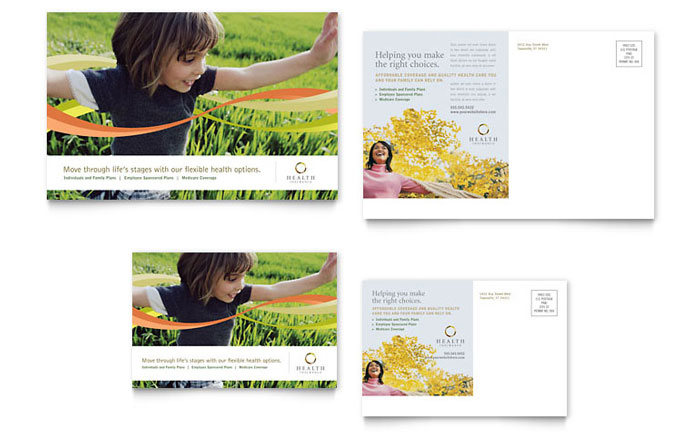 Health Insurance Company Postcard Template Design