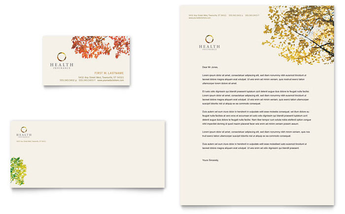 Health Insurance Company - Business Card & Letterhead Template Design