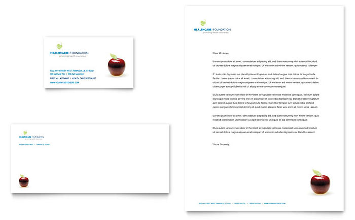 Healthcare Management Business Card & Letterhead Template Design